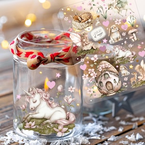Rub ons RubOn Rubons Sticker Einhornsticker Einhorn Elfensticker Elfenhäuschen Wichtelhaus Elfentür Fee fairy Elfe Wichtel A5 rb13