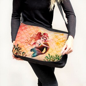Shoulder Bag School Bag Bag Crossbody Bag Mermaid Red Yellow Gift tsu91