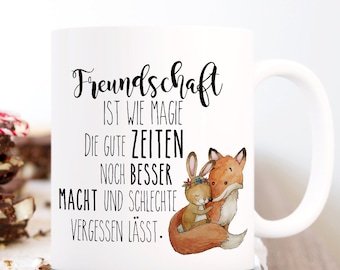 Cup mug with saying friendship is like magic with fox and hare coffee mug gift ts1120