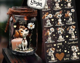 Rub-ons, Rub-On Stickers, Cute Dogs, Party Stickers, Theme Party, Turtle, Gift, DIY, Lantern, Candle, Din long, rb97