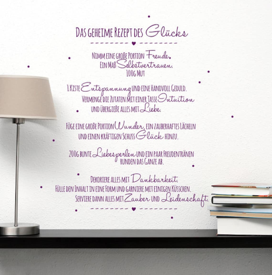 Wandtattoo Zitat Sprüche Spruch Rezept Glück M1354 Etsy