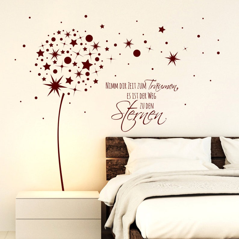 Wandtattoo Pusteblume Sterne mit Spruch M2055 Etsy.de