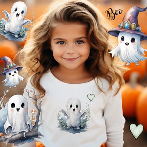 Iron-on pictures little ghosts Halloween set in A5 application shirt iron-on picture iron-on motif patch light textiles bbh1