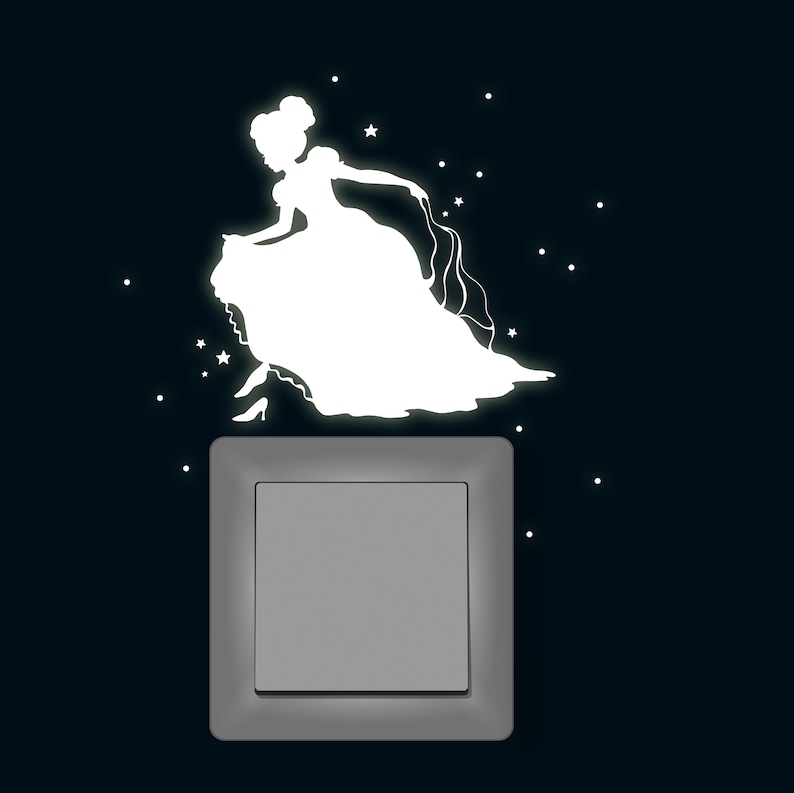 Luminous sticker princess for light switch fluorescent with small stars M1743 image 1