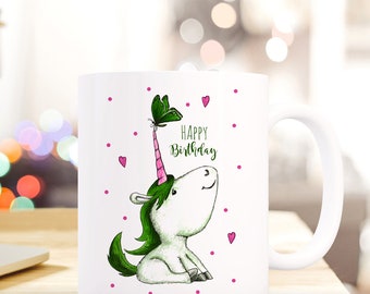 Geschenk Kaffee Tasse Einhorn Happy Birthday ts322