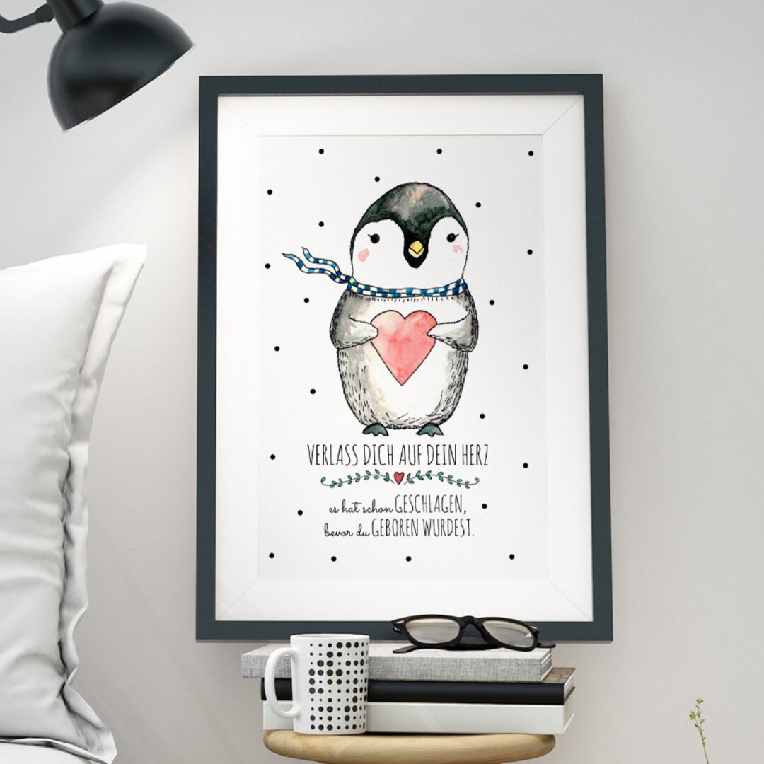 A3 Print Illustration Poster Pinguin Liebe Herz 15 - Etsy.de
