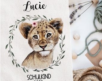 Iron-on patch school bag lion lioness lion sugar bag application iron-on patch for light and dark fabrics bbs15