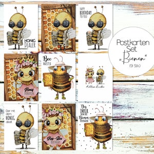 9x Postkarten Set Postkarte Postkartenset Imker Bienen bees bee Honigbienen Honigdealer honeybees Imkerei Happy birthday pk294