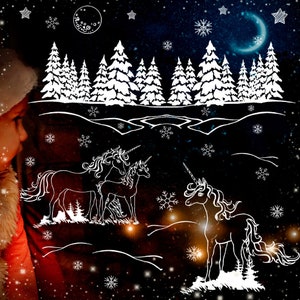 Template Window Picture Chalk Window Picture Chalky Markers Christmas Decoration Christmas Christmas Tree Unicorn Unicorns Forest Window Pictures ch32