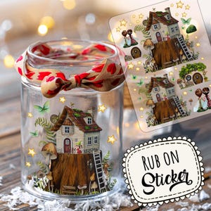 Rub ons RubOn Rubons Sticker Kerstmis Kerststicker elfenhuis kabouterhuis elfendeur fee fee elf A5 rb07