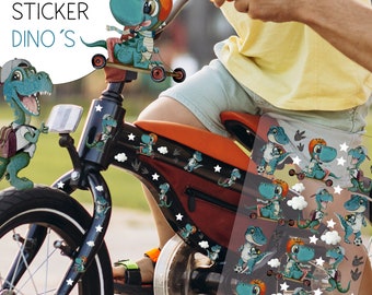 Bicycle Rub-ons, Rub-On Stickers, Dinosaur Stickers, Bicycle Stickers, Dinosaurs, T-Rex, Saurian, Bike Stickers, Scooter, Bike, Children's Bicycle, bfst06