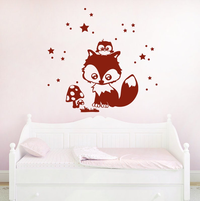 Wall sticker fox and owl owls stars dotsM1193 image 2