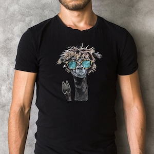 Koszula T-shirt z czarnym motywem fajnej lamy hs5