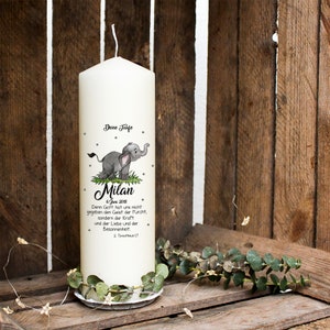 Baptism Candle Candle for Baptism Elephant Animals wk49