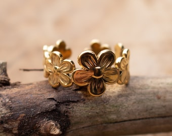 Gänseblümchenring Miss Daisy Gänseblümchen goldfarben Ring Blumen Mode Schmuck größenverstellbar r4