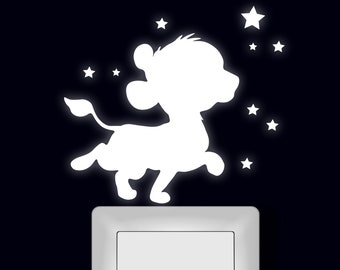 Leuchtsticker Wandtattoo Löwe lion Lichtschalter fluoreszierend leuchtend nachtleuchtend Kinderzimmerdeko M2473