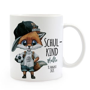 Cup enamel mug cushion back to school fox baseball cap football boy girl saying school child desired name date bundle12 image 4