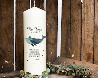 Baptism candle candle for baptism whale blue wk23