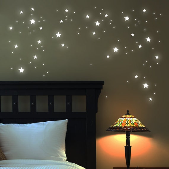 Tatuaje de pared estrellas fluorescentes 100 piezas M1169 