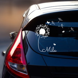 Car sticker rear window baby name dandelion image 1