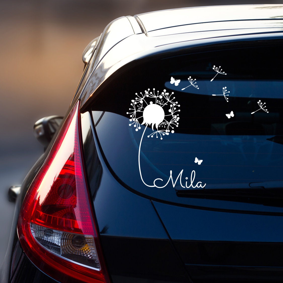 Car Sticker Rear Window Baby Name Dandelion 
