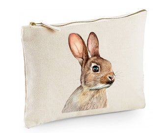 Canvas pouch bag wash bag toiletry bag with bunny rabbit cl23