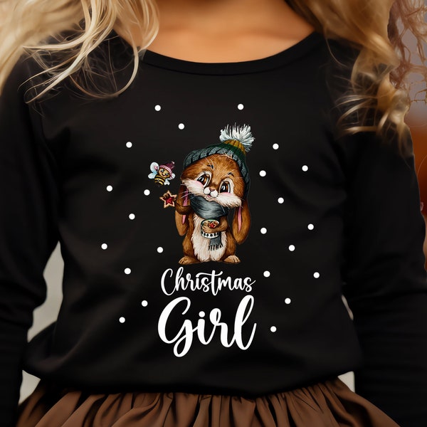 Bügelbilder Weihnachtssweater Weihnachtspulli Winter christmas girl Häschen Weihnachten Set in A5 Applikation Shirt Bügelbild Patch bb274