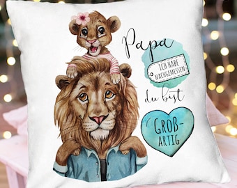 Pillow gift for dad for Father's Day Dad you are great lion dad with lion child ks333