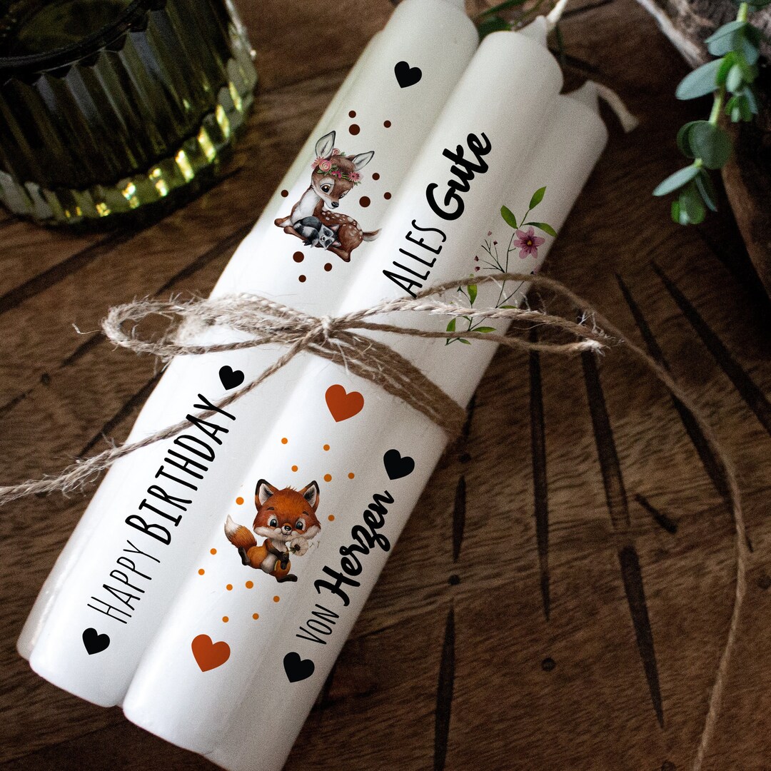 Kerzensticker Tattoofolie Herbstzauber – Reh & Fuchs Motiv Für Kerzen Oder Keramik, A4 Bogen, DIY Deko, In Deutschland Handgefertigt