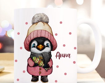 Cup mug penguin penguin motif with desired name name individual coffee mug coffee cup gift ts1183