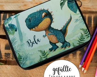 Filled pencil case with dinosaur Dino TRex T Rex school start pencil case individual pencil case & name desired name fm241