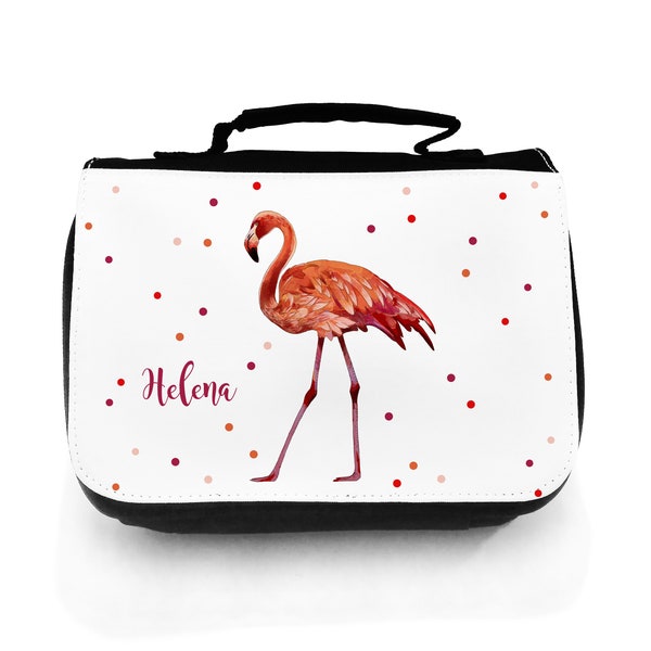 Waschtasche Kulturbeutel Flamingo mit Namen wt134