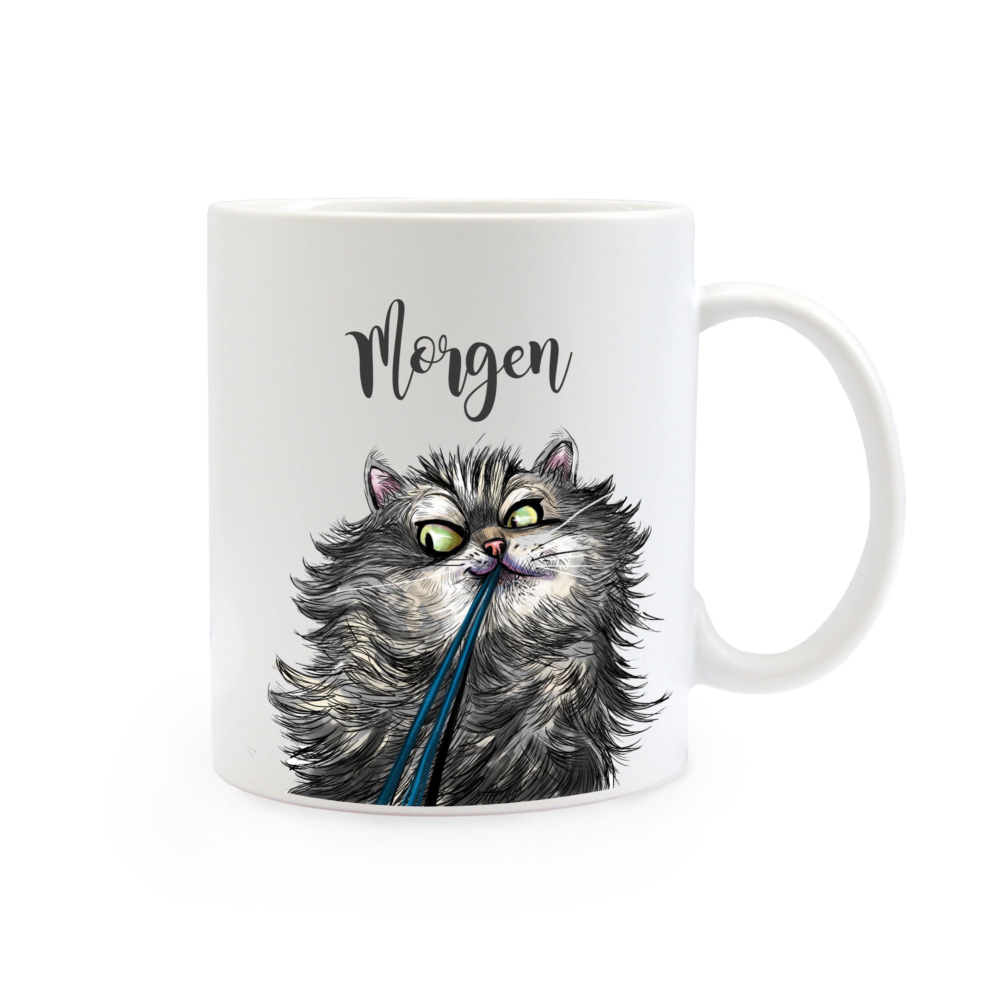 Chat de Tasse à Café Cadeau Disant Matin Ts384