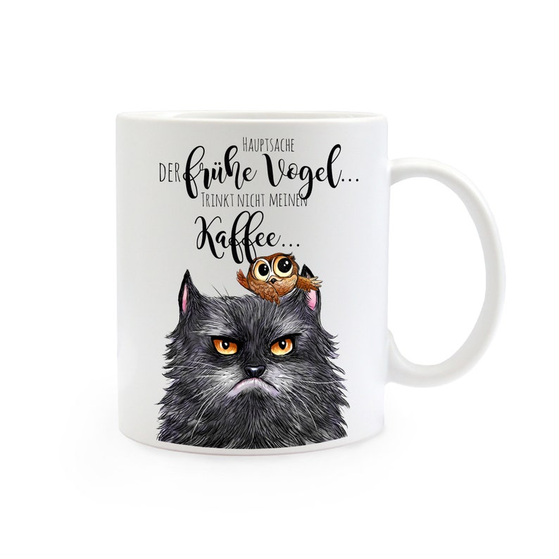 Gift coffee cup cat the early bird ts359 image 2