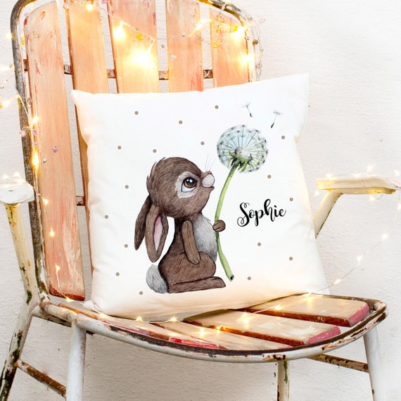 Cuscino coccoloso coniglietto con il nome desiderato, inclusa imbottitura,  cuscino decorativo regalo per bambini ks325 -  Italia