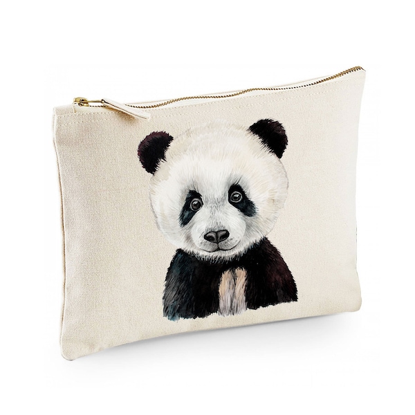 Borsa da toilette in tela con cucciolo di panda cl33