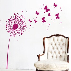 Wall tattoo dandelion butterflies dots 1347bl image 3