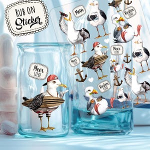 Rub ons RubOn Rubons Sticker maritieme meeuw meeuwen grappige meeuw zee Oostzee Noordzee A5 rb24