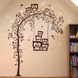 Wall decal owls swing owl wall decal M1583 image 1