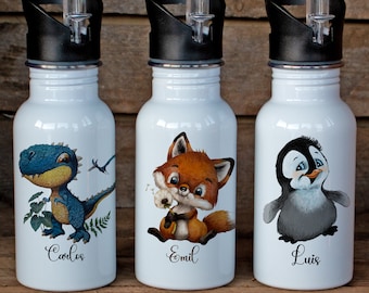 Drinking bottle insulated bottle drinking cup children fox dino tractor penguin boy girl name personalized trk37 trk38 trk39 trk40