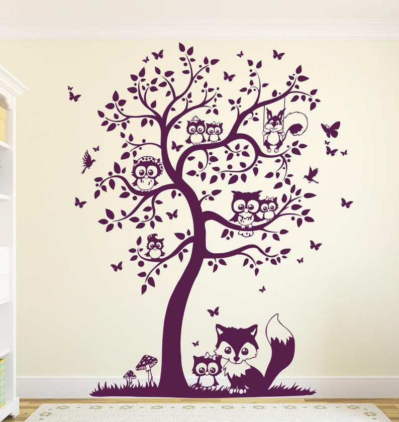 Wall decal owls owl tree owl wall decal M1542 image 2