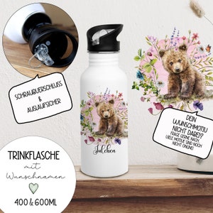 Drinking bottle insulated bottle drinking cup children deer deer fox bunny bear owl girl name personalized trk21 trk22 trk23 trk24 trk25 image 8