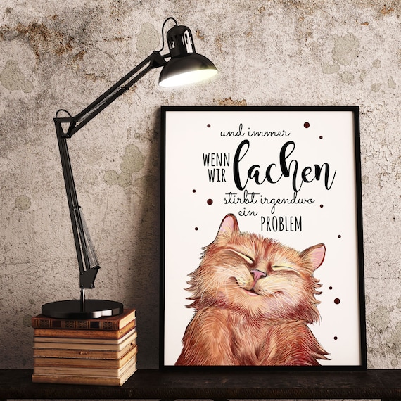 A4 Print Katze mit Spruch Zitat Poster Plakat Druck Motto Etsy.de