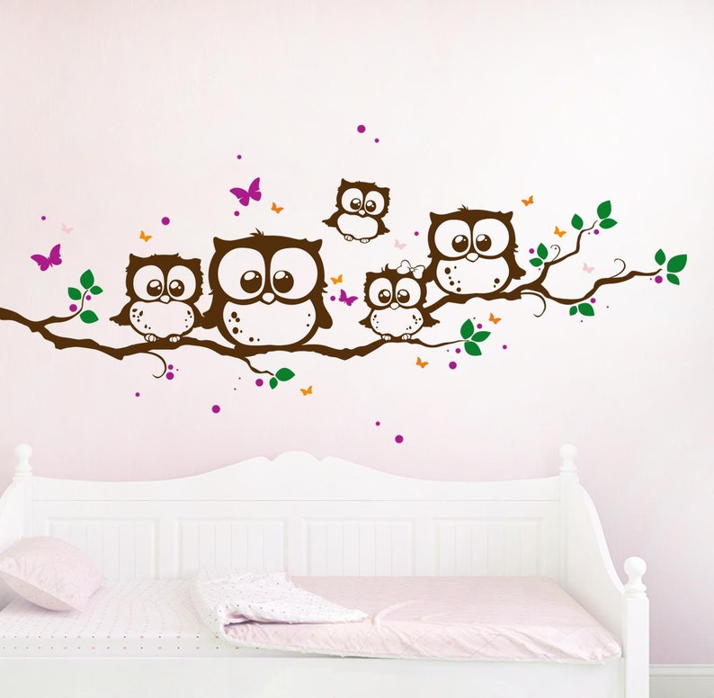 Wall decal owls owl branch owl wall decal b image 1