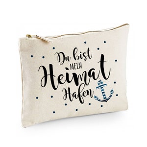 Canvas buideltas met het gezegde You are my home harbour & anchor toilettas toilettas individueel bedrukt cl43