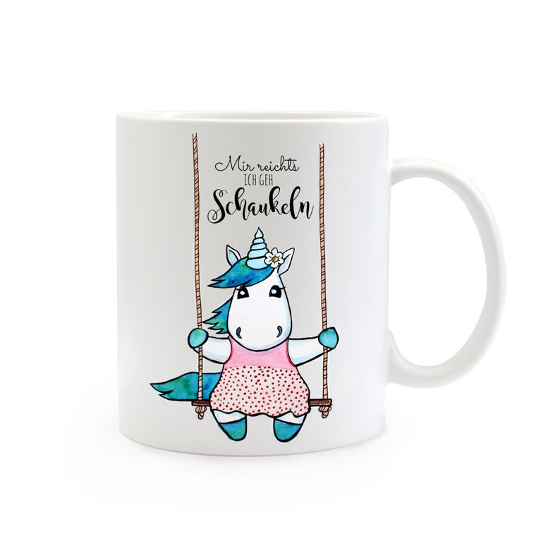 Geschenk Kaffee Tasse Einhorn Schaukeln ts335 Bild 1