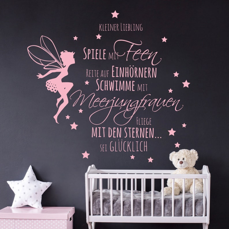 Wall sticker baby room saying elf fairies stars 2014 image 1