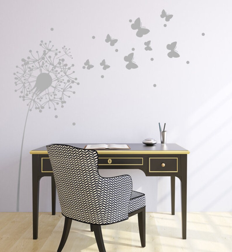 Wall tattoo dandelion butterflies dots 1347bl image 2