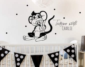 Wall sticker monkey with pacifier dots M1726