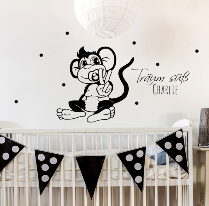 Wall sticker monkey with pacifier dots M1726 image 1